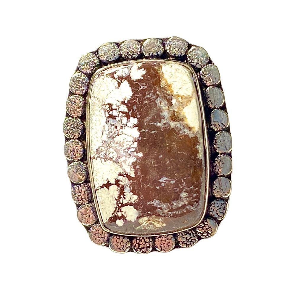 Natural Wild Horse Jasper Gemstone in a Handcrafted 925 Stamped Ring (7.25) - Picture 8 of 10